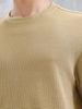 Textured Oversized Crew Neck T-Shirt | Khaki