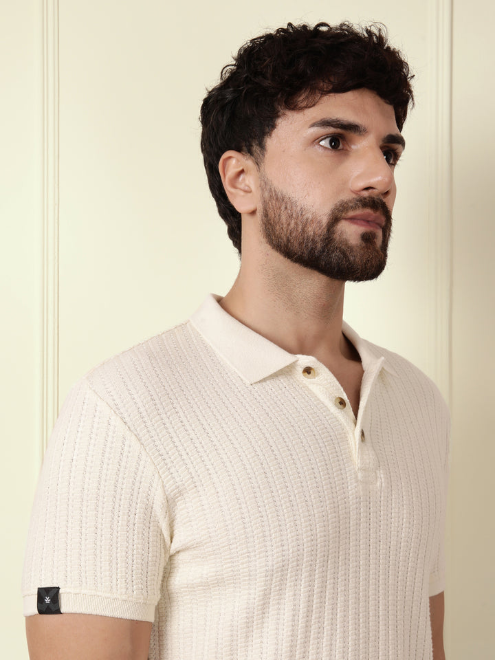 Solid Textured Polo | Off White