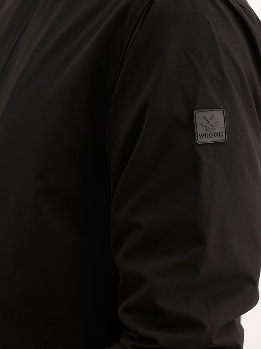 Solid Regular Fit Zipper Jacket | Black