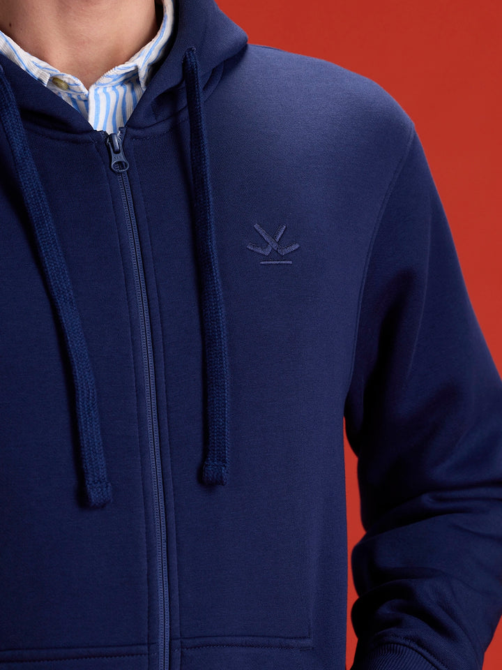 Men’s Solid Zip-Up Hoodie Sweatshirt | Blue