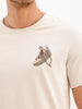 Slim Fit Emroidered Patch Detail T-Shirt | Beige