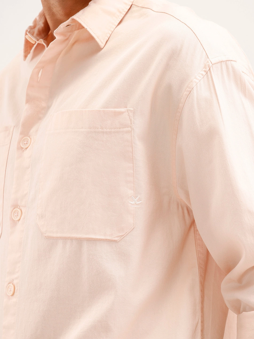 Oversized Fit Double Pocket Shirt | Peach