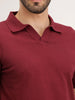 Slim Fit Flat Knit Polo T-Shirt | Maroon
