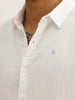 Solid Slim Fit Textured Full Sleeve Shirt | White