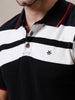 Colour Blocked Cotton Stripes Polo T-Shirt