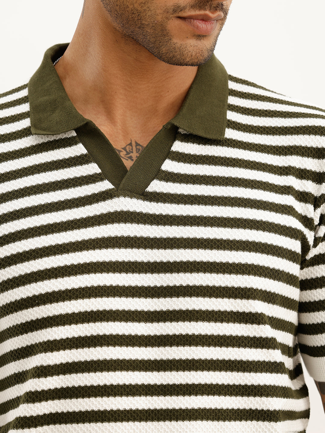 Slim Fit Textured Polo T-Shirt | Off White | WPT01HSSL1059W