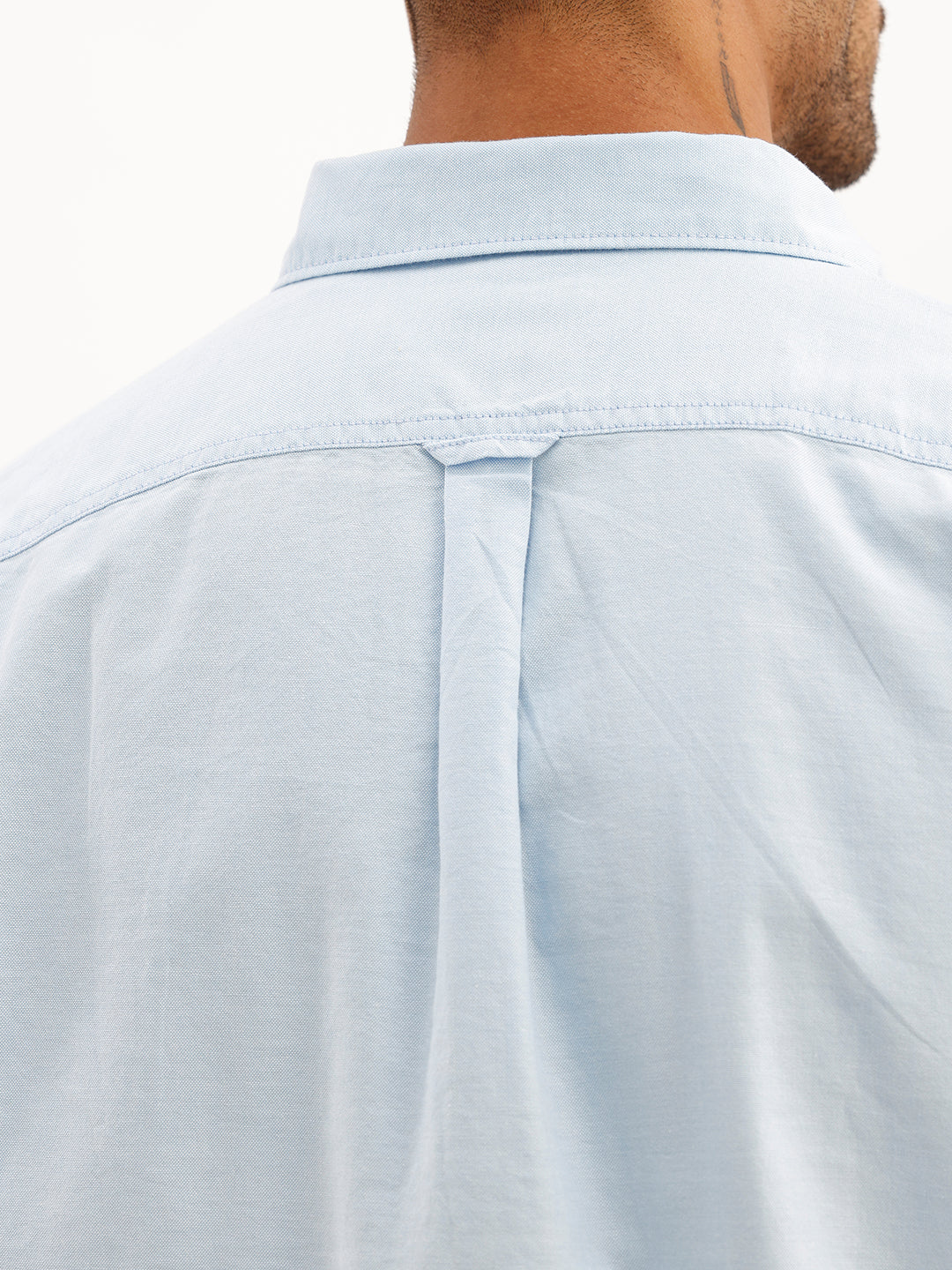 Classic Solid Double Placket Shirt | Blue