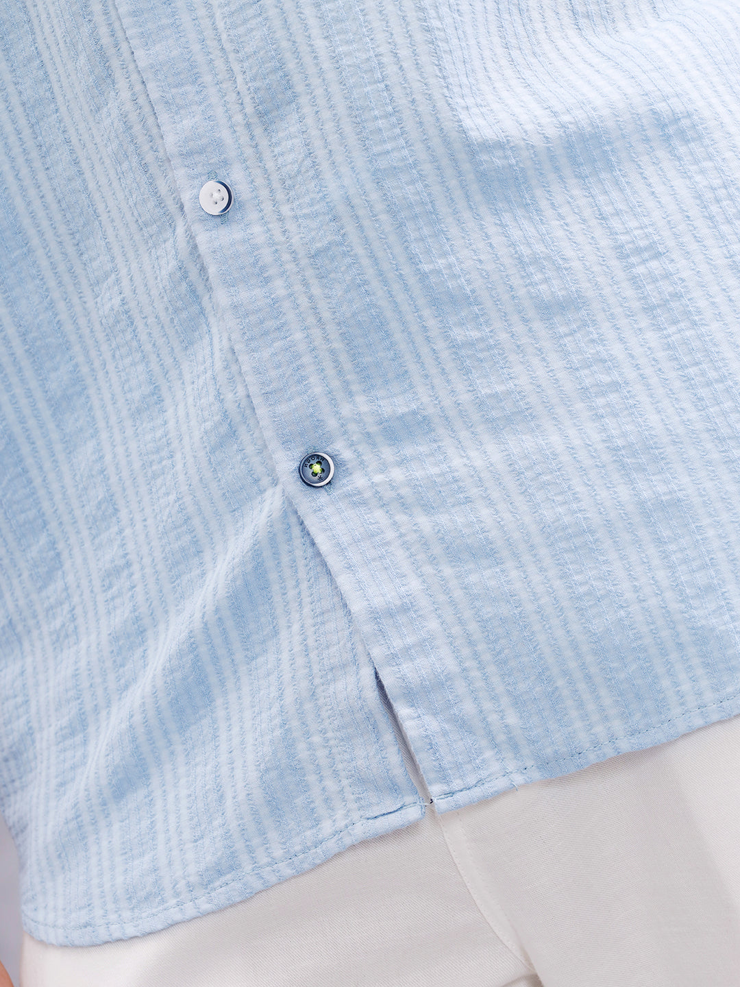 Modal Blend Seersucker Shirt In Slim Fit | Light Blue