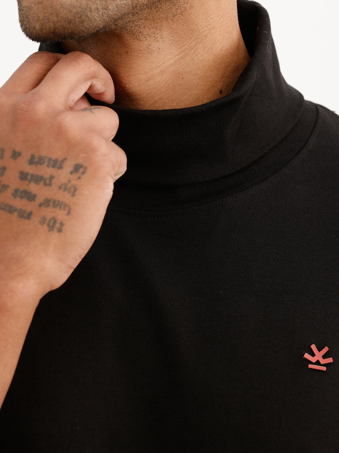 Solid Turtle Neck T-Shirt | Black