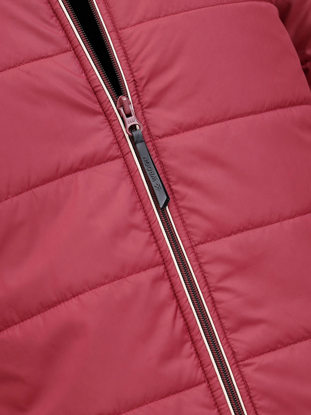 Quilted High Neck Regular Fit Jacket I Maroon