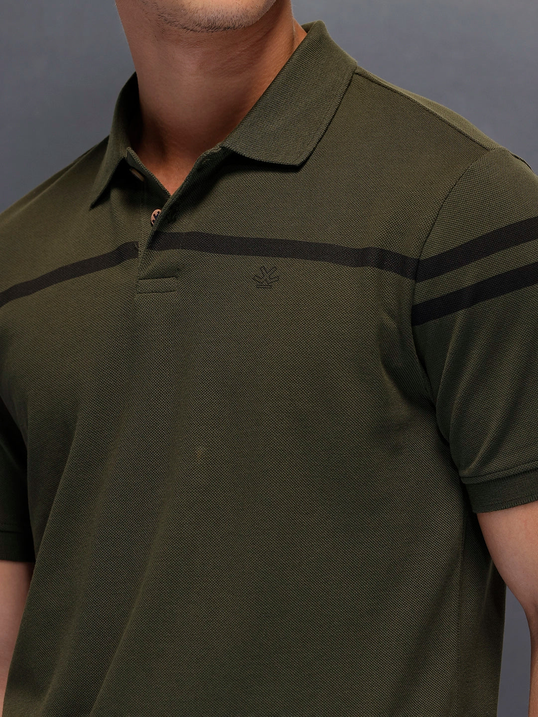Classic Placement Printed  Polo T-Shirt   |  Olive