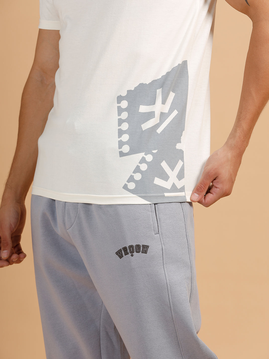 Placement Print Slim Fit T-Shirt | White