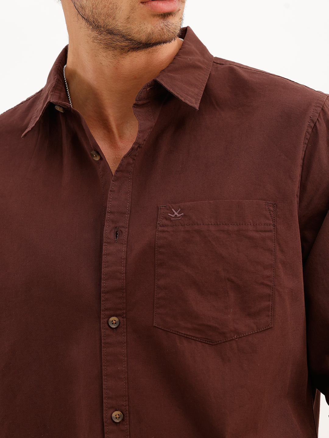 Solid Regular Fit Full Sleeve Shirt | Brown | WWSH9158F