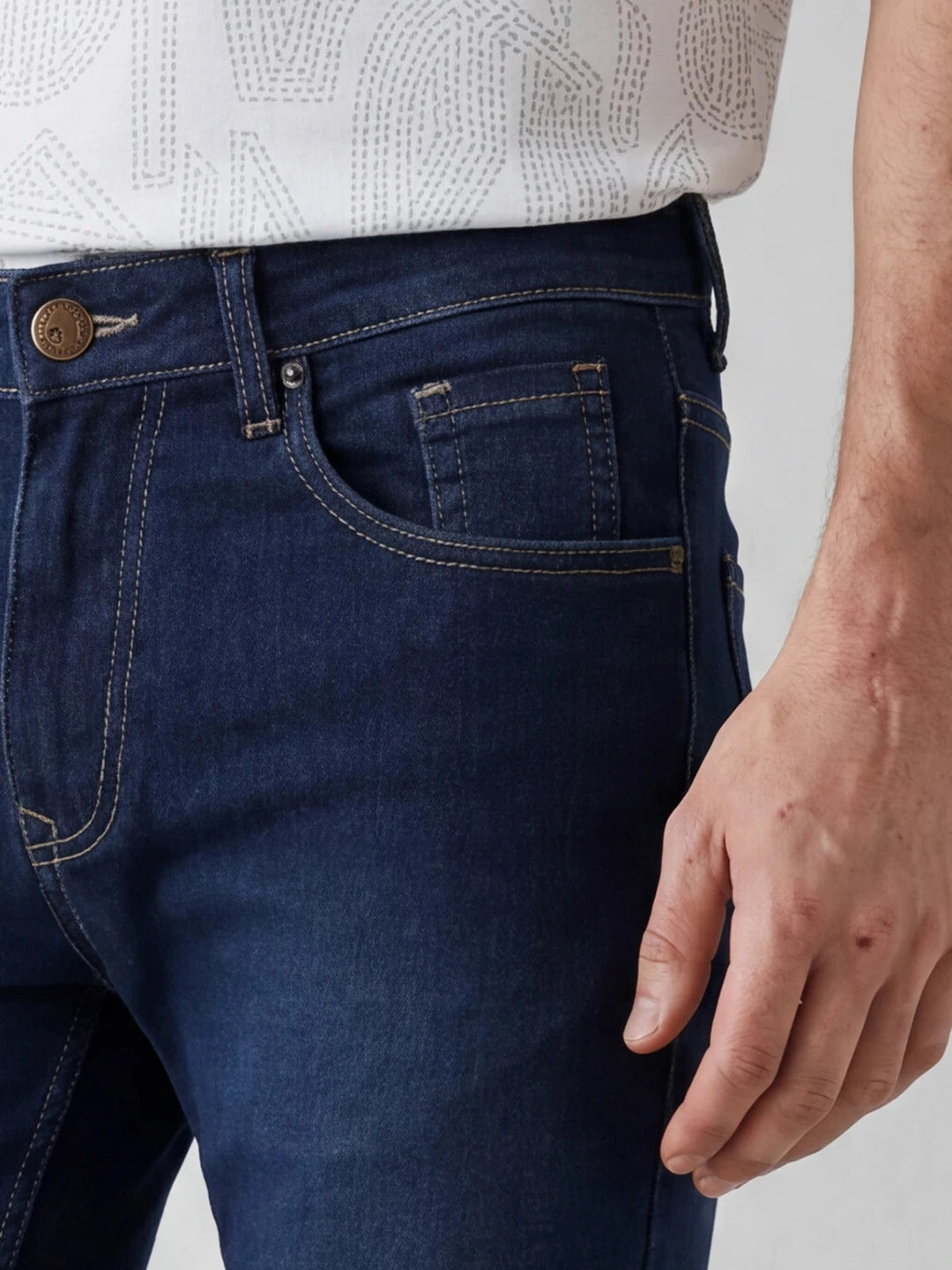 Solid Slim Fit Denim Jeans | Dark Blue