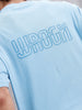 Oversized Crew Neck T-Shirt With Puff Print | Light Blue
