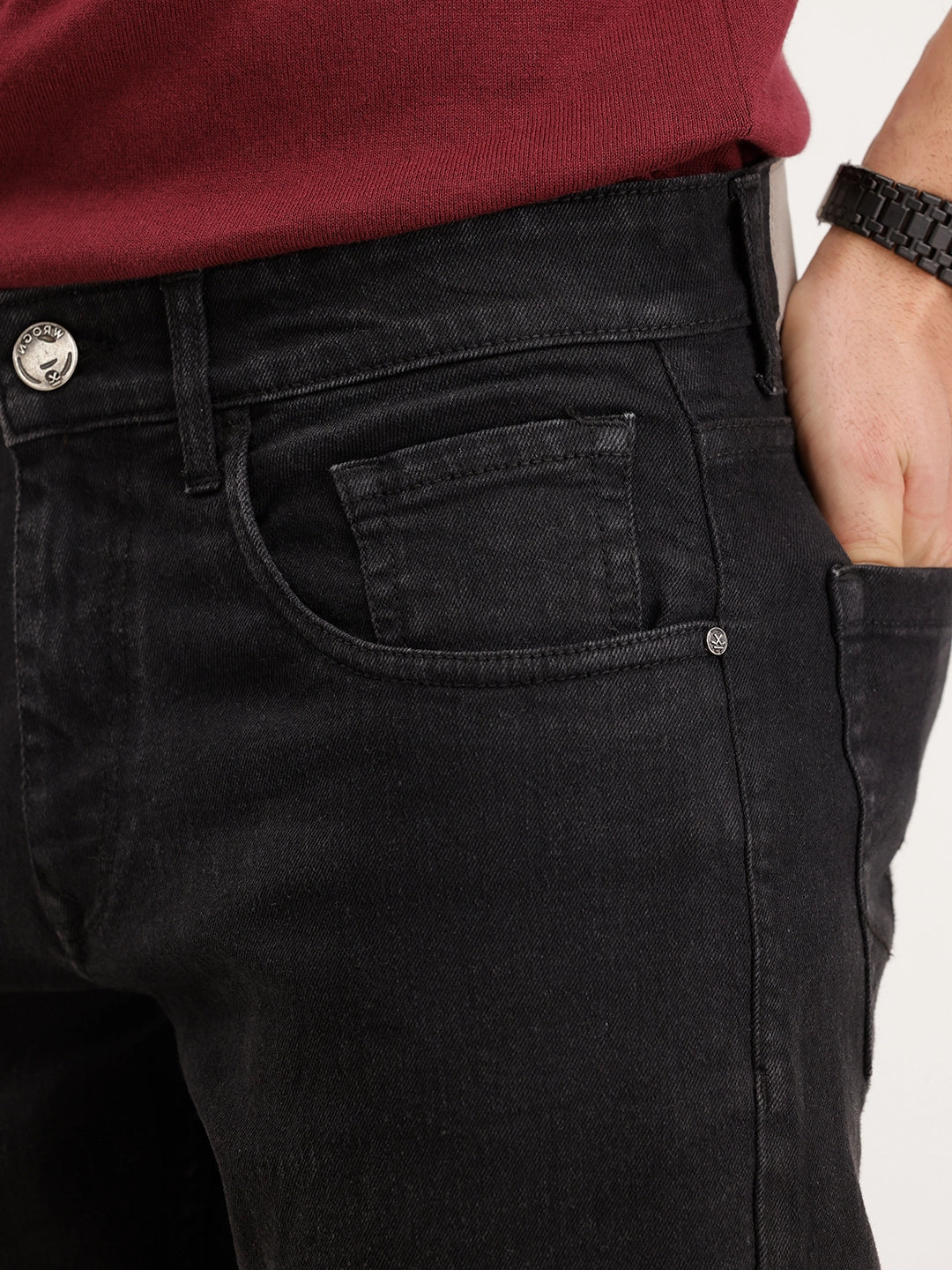 Straight Fit Denim Jeans | Black