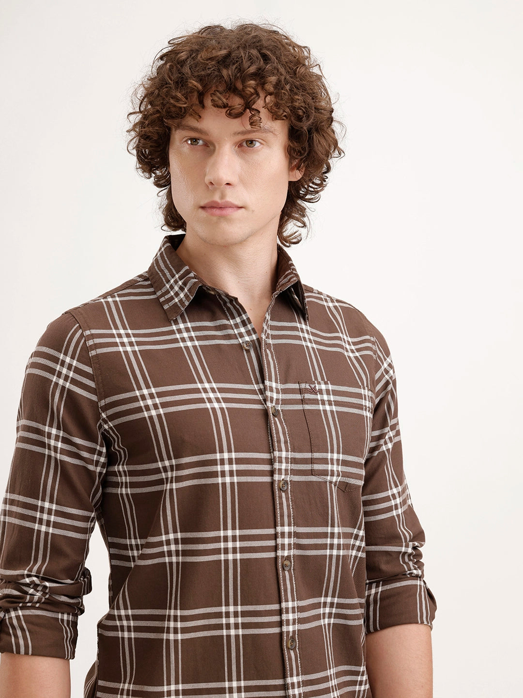 Regular Fit Checkered Shirt | Brown