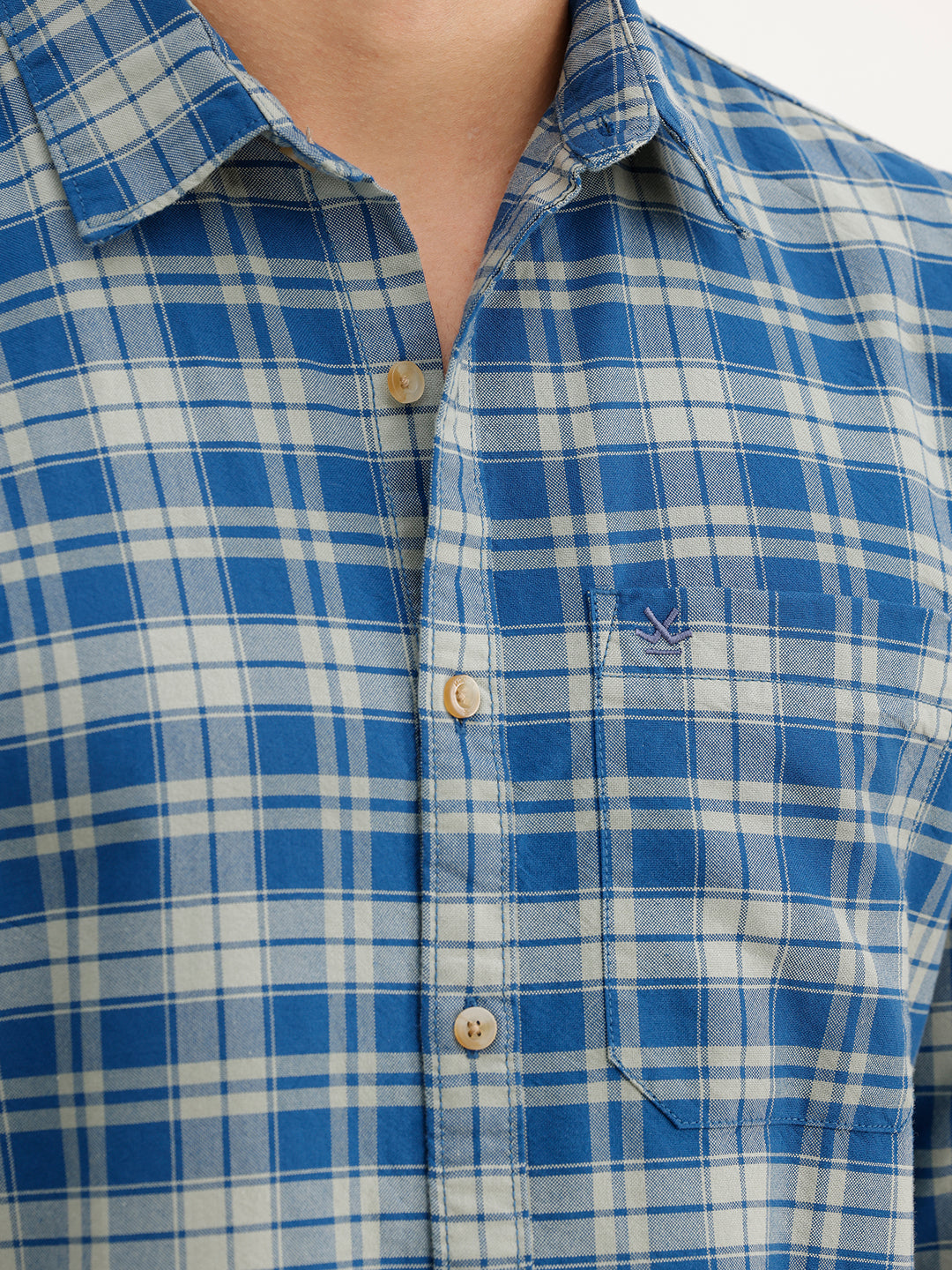 Regular Fit Full Sleeve Checkered Shirt | Blue