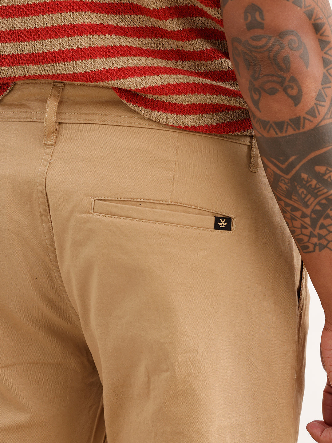 Solid Straight Fit Pleated Trouser | Khaki