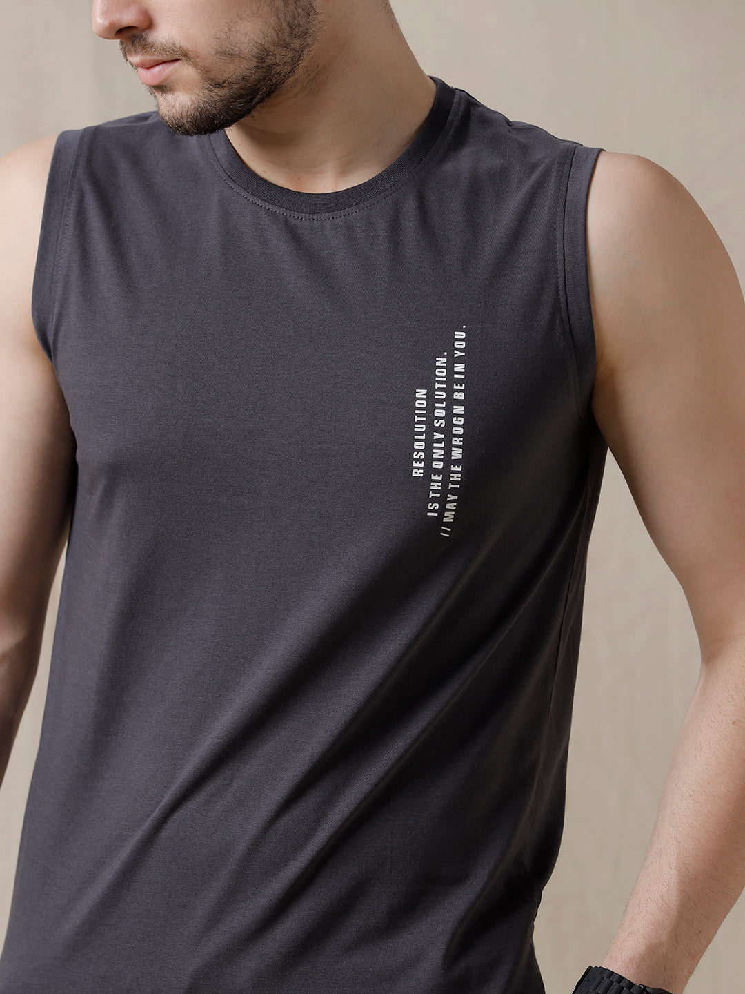 Typography Sleeveless T-Shirt