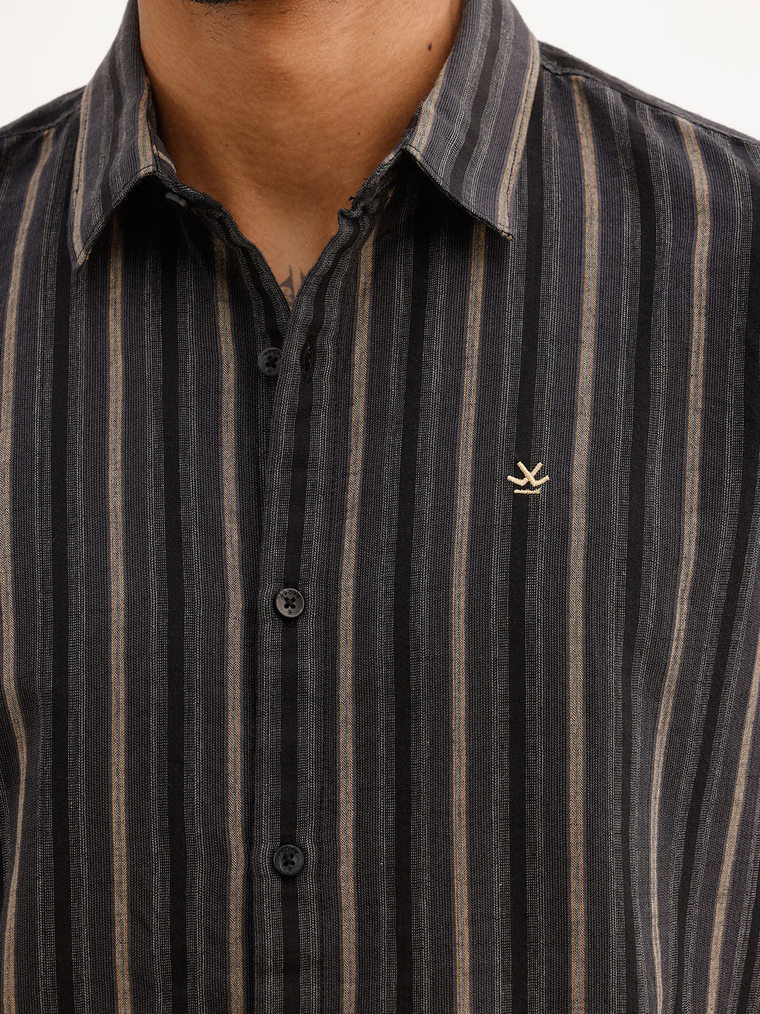 Slim Fit Striped Full Sleeve Shirt | Black | WSH02FSSL0034S