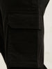 Solid Slim Fit Cargo Jogger | Black