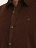 Slim Fit Solid Corduroy Shirt | Brown