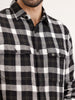 Regular Fit Herringbone Checkered Shirt | Black
