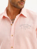 Slim Fit Striped Embroidery Detail Shirt | Pink | WSH01FSSL7062W