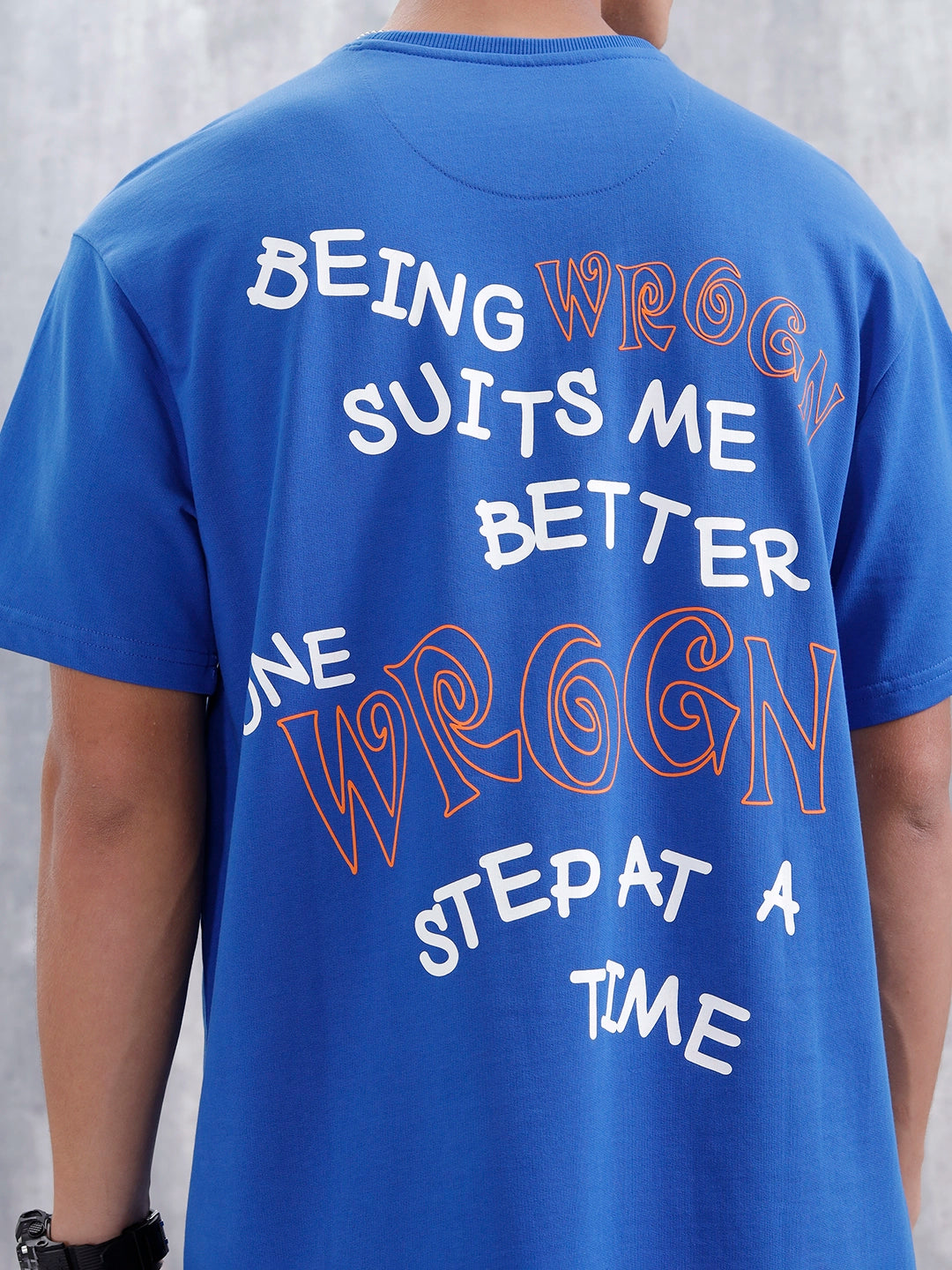 Casual Men Oversized Fit Tee With Graphic | Blue