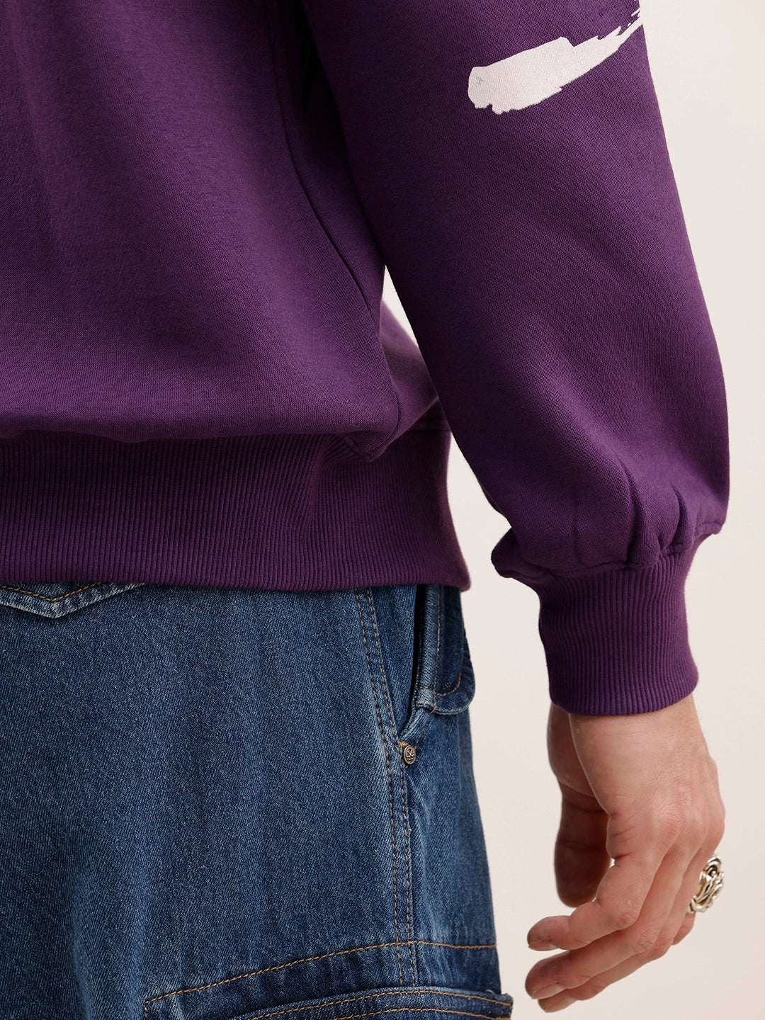 Oversized Placement Printed Sweatshirt | Purple
