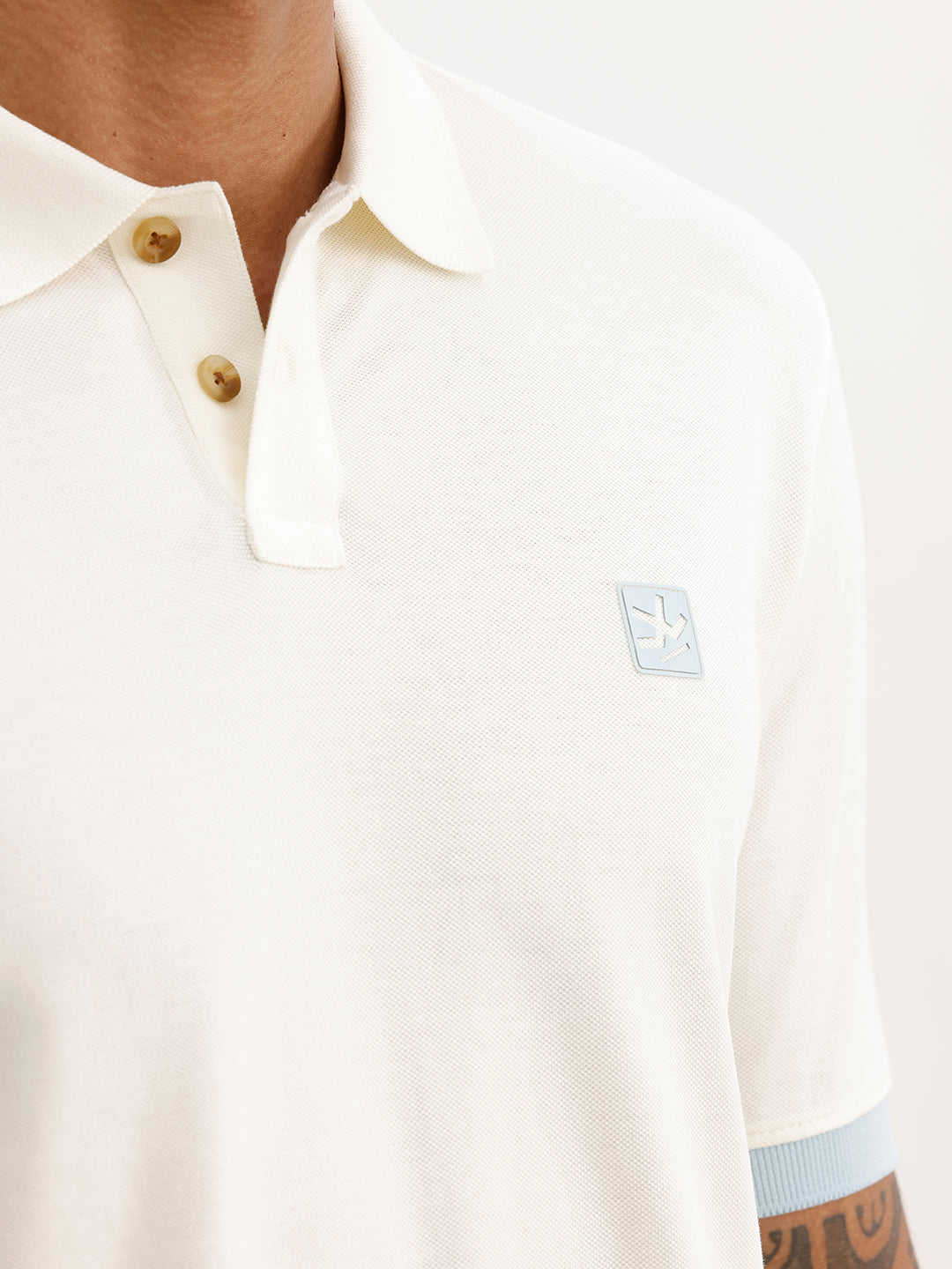 Classic Slim Fit Contrast Sleeve Polo T-Shirt | Off White