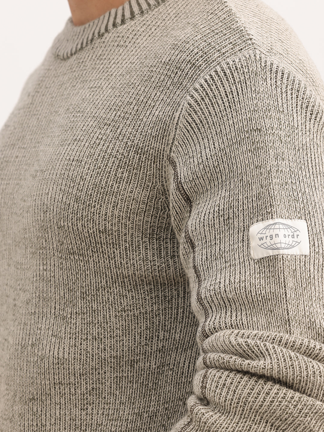 Solid Regular Fit Knitted Sweater | Beige