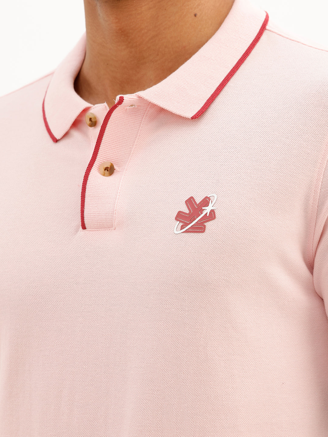 Slim Fit Tipping Collar Polo T-Shirt | Pink