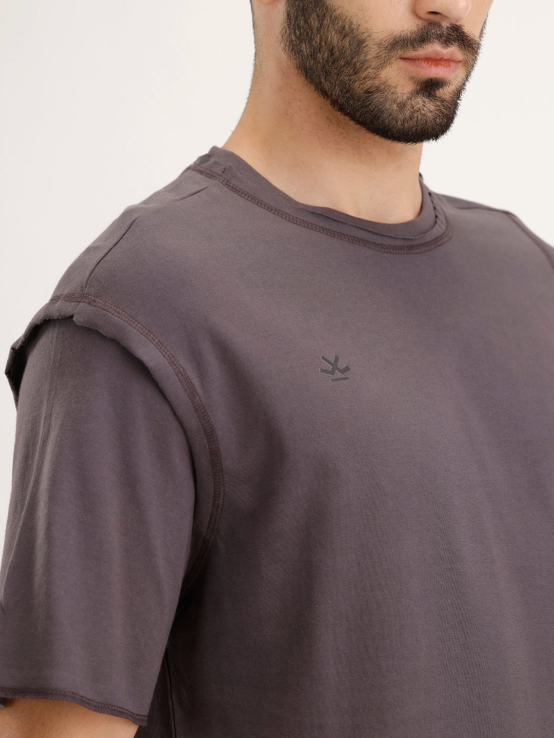Oversized Fit Cut & Sew T-Shirt | Dark Grey