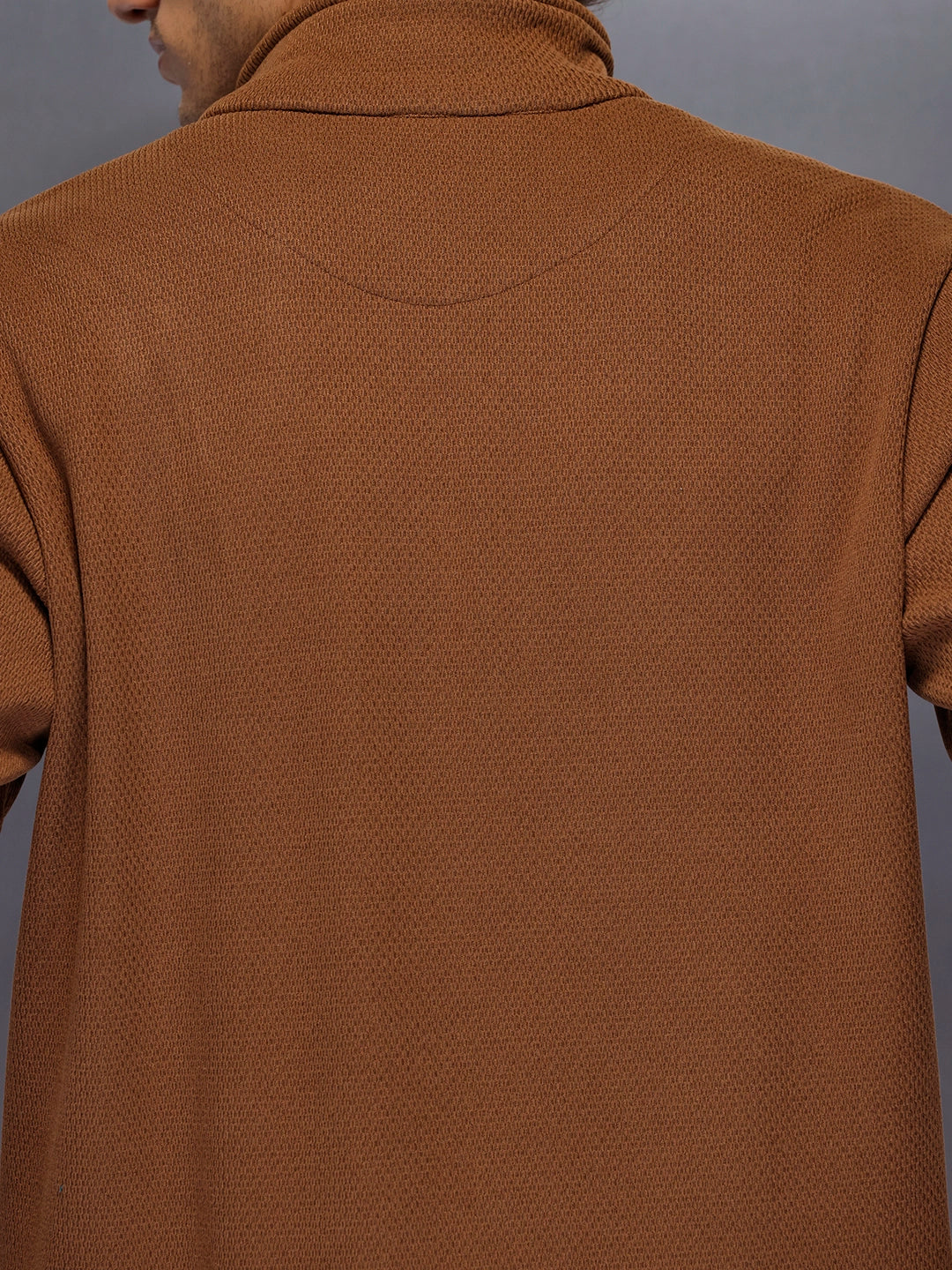 Men’s brown textured zip-up jacket | Brown