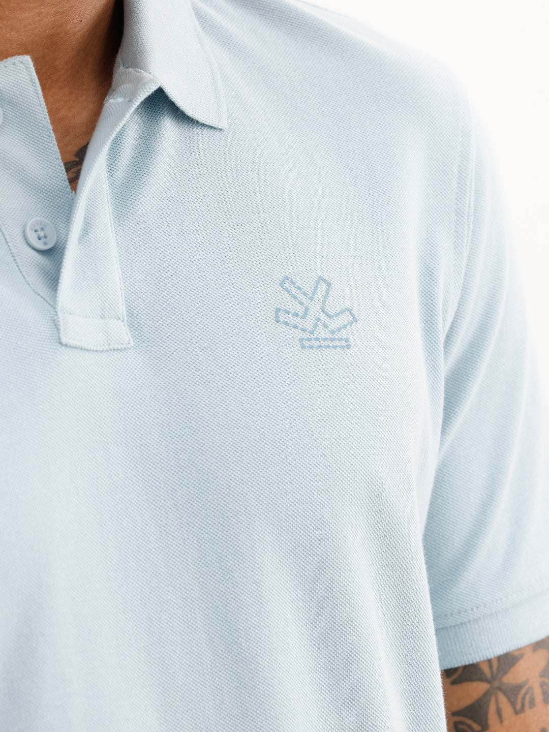 Classic Slim Fit Faded Polo T-Shirt | Light Blue