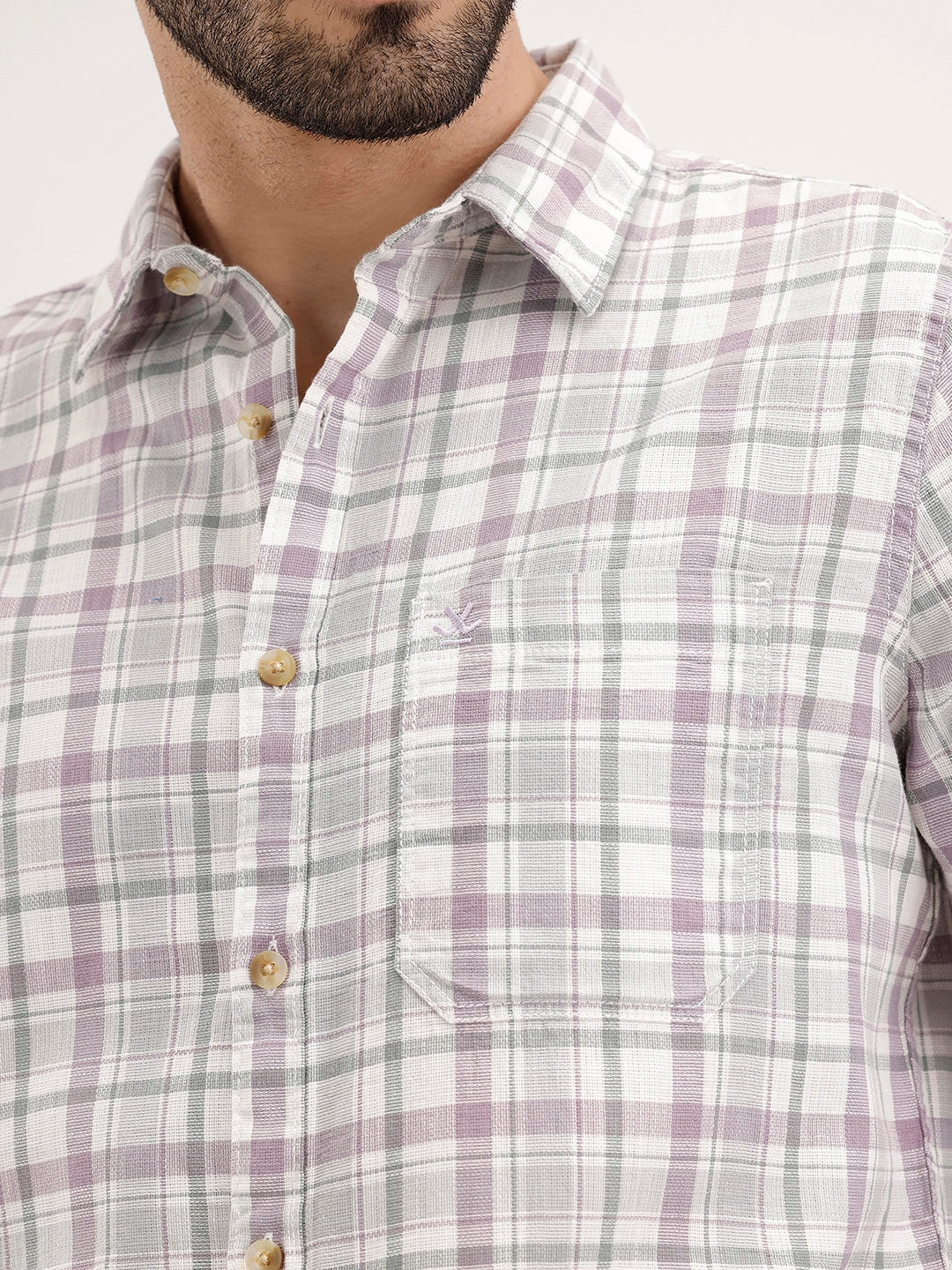 Regular Fit Checkered Shirt | Purple