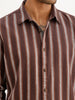 Slim Fit Striped Full Sleeve Shirt | Brown