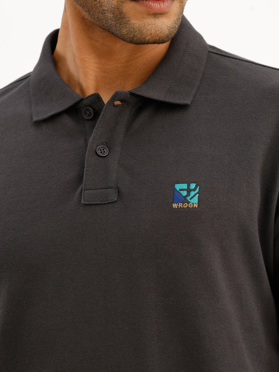 Classic Embroidered Patch Polo T-Shirt | Grey