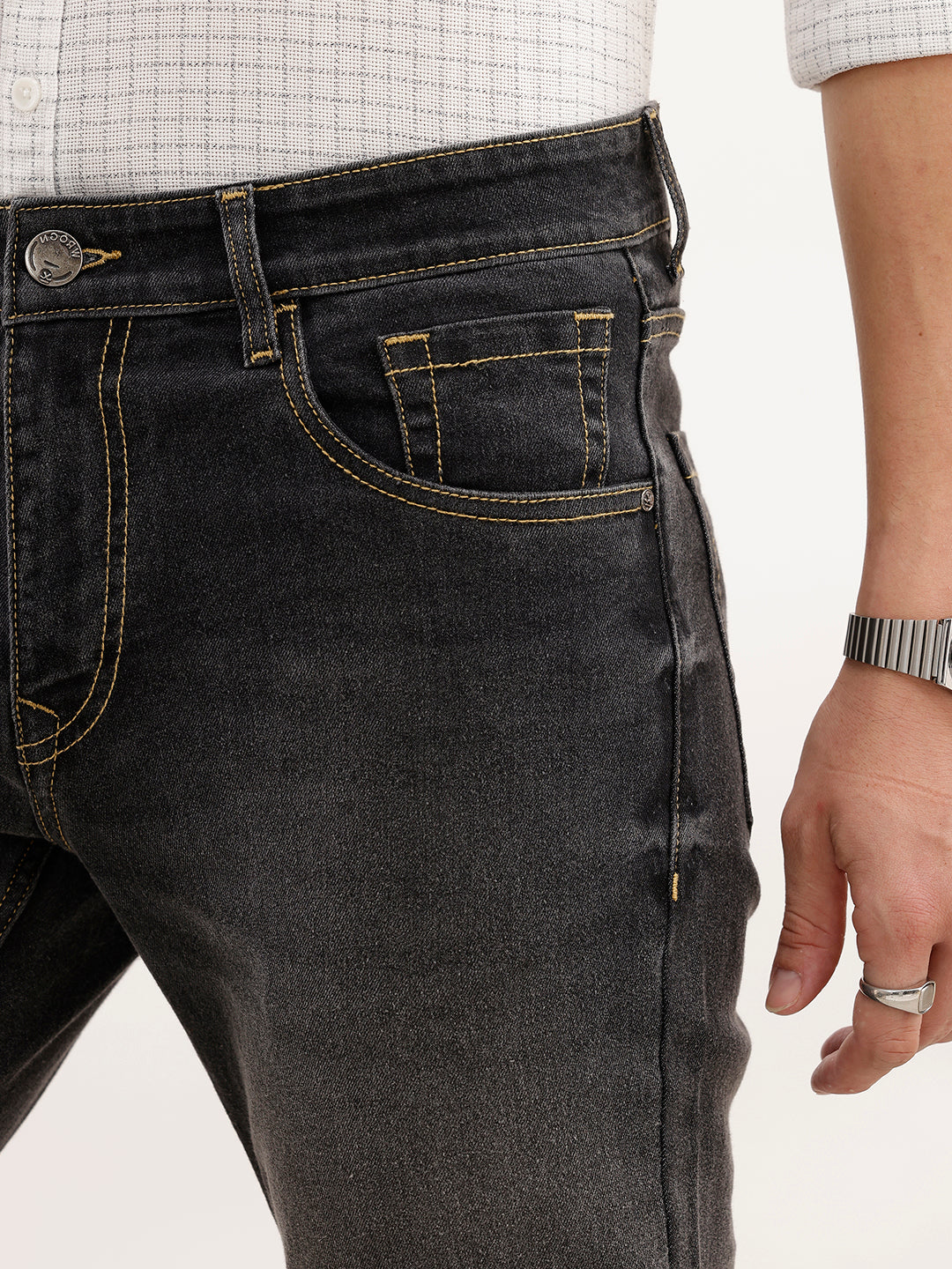 Faded Slim Fit Denim Jeans | Dark Grey