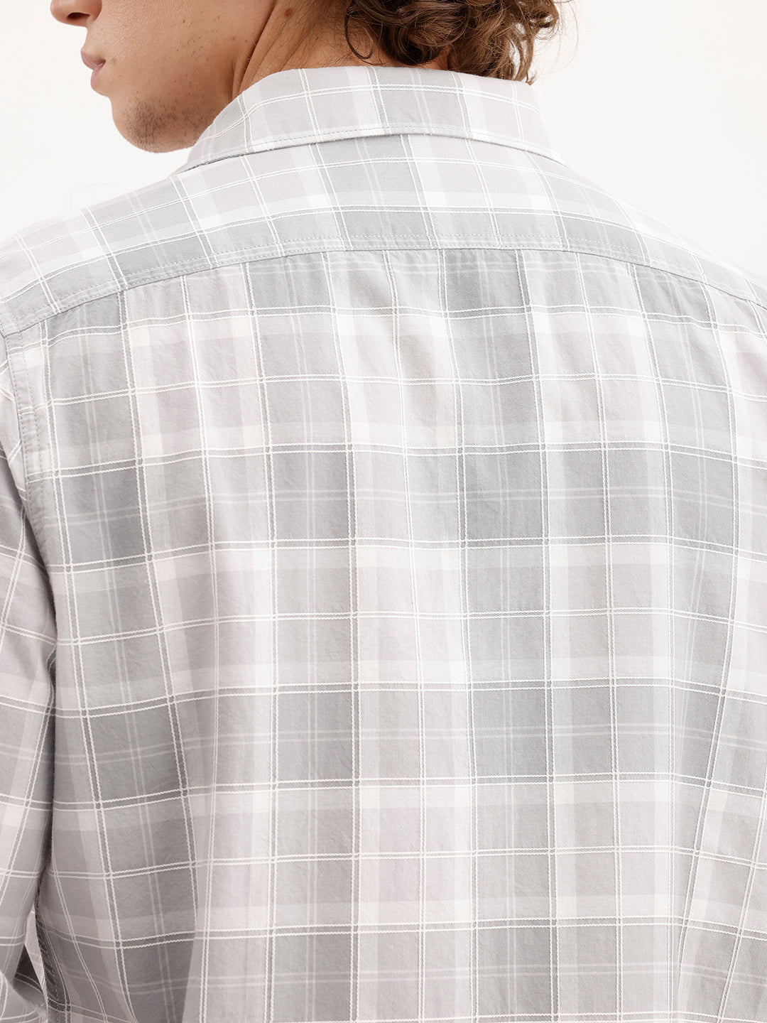 Slim Fit Checkered Shirt  | Grey
