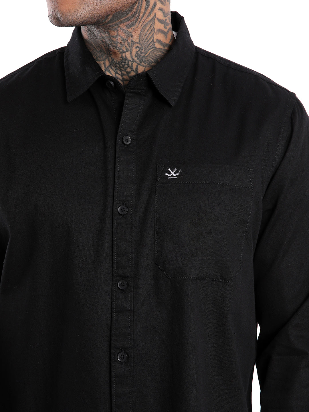 Urban Solid Black Long Sleeve Shirt