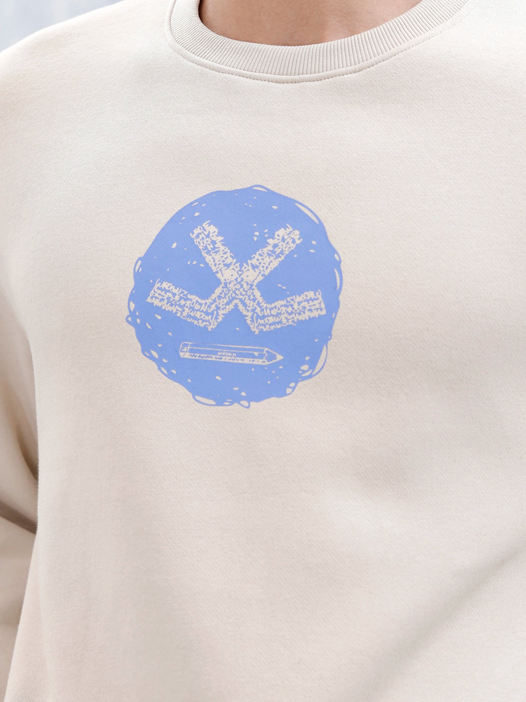 Wrogn Comfort Fit Graphic Sweatshirt For Men | Beige