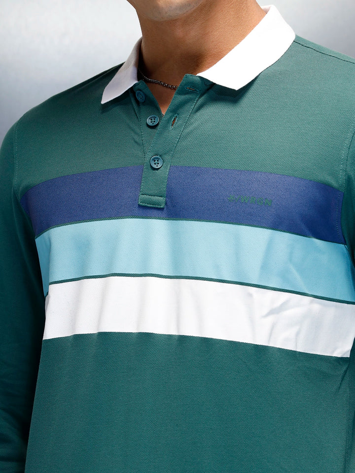 Men's Casual Slim Fit Printed Polo T-Shirt | Green