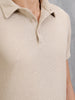 Textured Jacquard Self Design Polo In Slim Fit | Beige