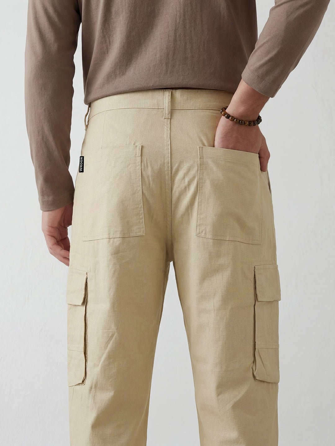 Men's casual cargo loose fit trousers | Beige