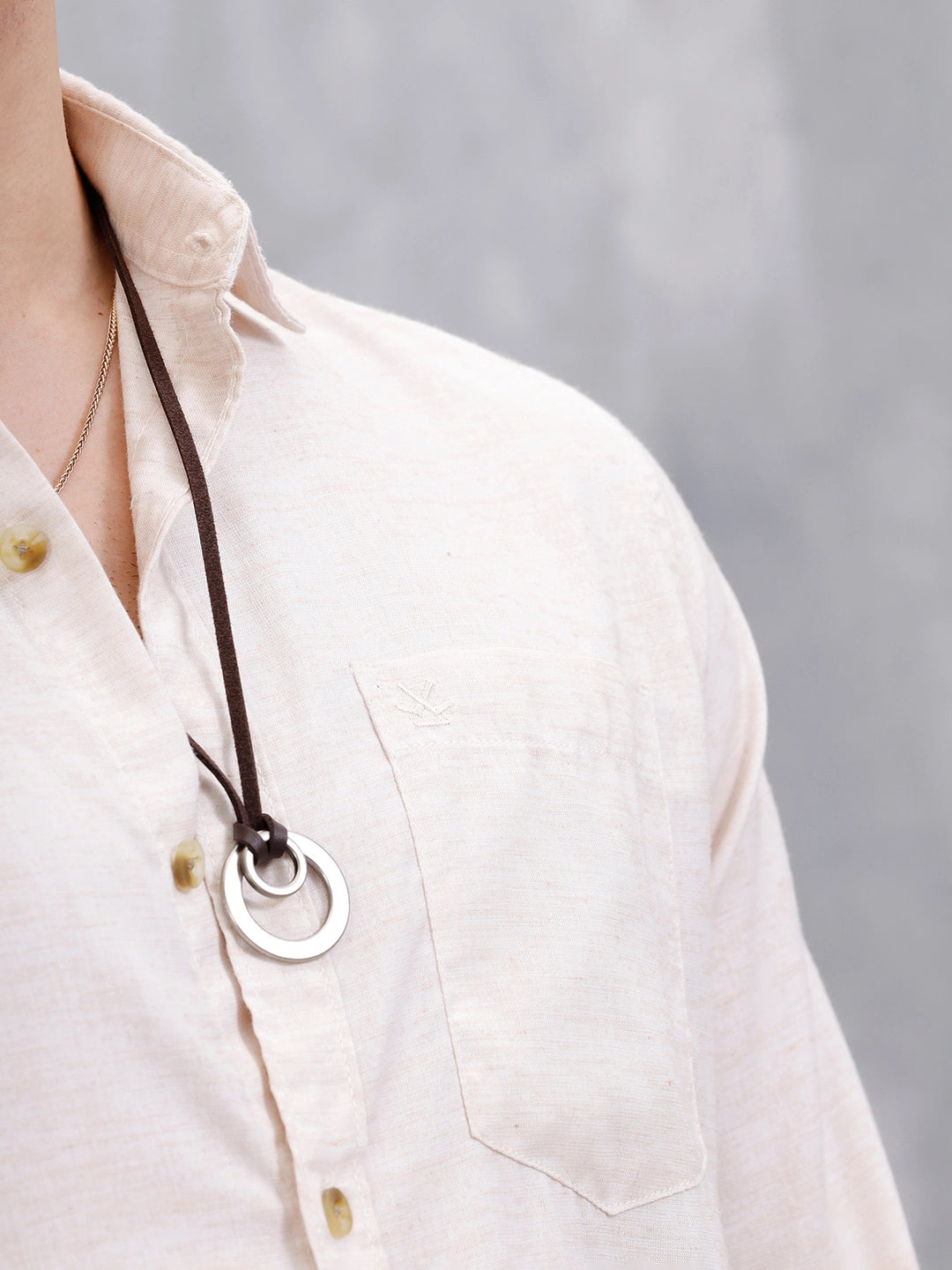 Textured Pure Cotton Shirt | Beige