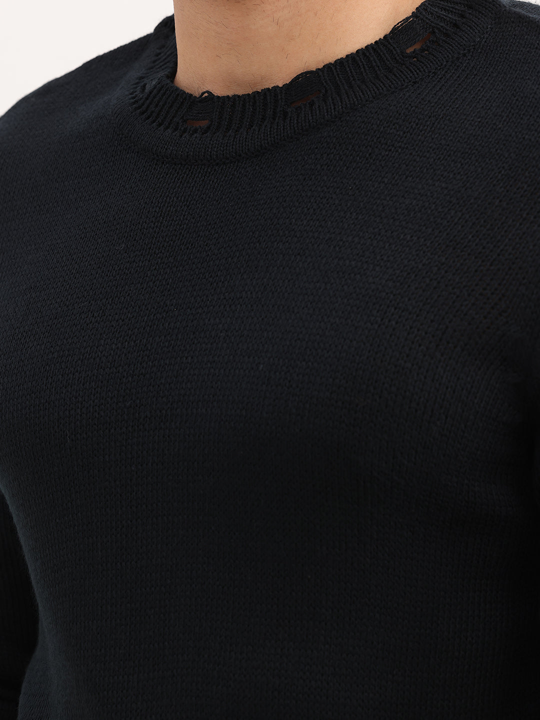 Solid Regular Fit Sweater | Black