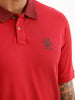 Slim Fit Contrast Sleeve Polo T-Shirt | Red